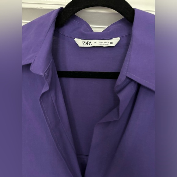 Zara Purple Button Down Poplin Shirt - Picture 3 of 3
